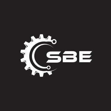 SBE letter technology logo design on black background. SBE creative initials letter IT logo concept. SBE setting shape design.
