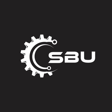 SBU letter technology logo design on black background. SBU creative initials letter IT logo concept. SBU setting shape design.
