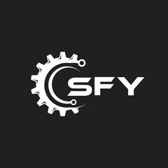 SFY letter technology logo design on black background. SFY creative initials letter IT logo concept. SFY setting shape design.
