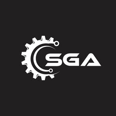 SGA letter technology logo design on black background. SGA creative initials letter IT logo concept. SGA setting shape design.
