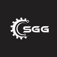 SGG letter technology logo design on black background. SGG creative initials letter IT logo concept. SGG setting shape design.
