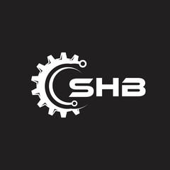 SHB letter technology logo design on black background. SHB creative initials letter IT logo concept. SHB setting shape design.

