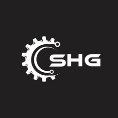 SHG letter technology logo design on black background. SHG creative initials letter IT logo concept. SHG setting shape design.
