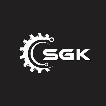 SGK letter technology logo design on black background. SGK creative initials letter IT logo concept. SGK setting shape design.
