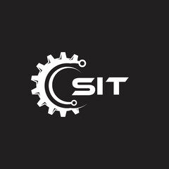 Fototapeta na wymiar SIT letter technology logo design on black background. SIT creative initials letter IT logo concept. SIT setting shape design. 
