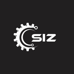 SIZ letter technology logo design on black background. SIZ creative initials letter IT logo concept. SIZ setting shape design.
