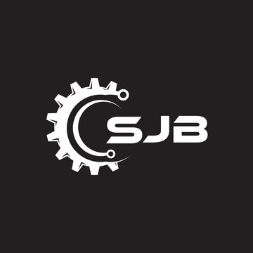 SJB letter technology logo design on black background. SJB creative initials letter IT logo concept. SJB setting shape design.
