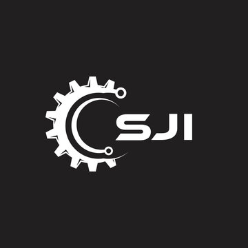 SJI letter technology logo design on black background. SJI creative initials letter IT logo concept. SJI setting shape design.
