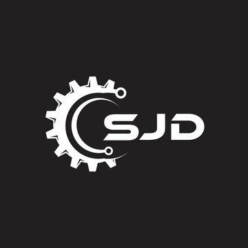 SJD letter technology logo design on black background. SJD creative initials letter IT logo concept. SJD setting shape design.
