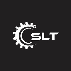 SLT letter technology logo design on black background. SLT creative initials letter IT logo concept. SLT setting shape design.
