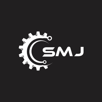 SMJ letter technology logo design on black background. SMJ creative initials letter IT logo concept. SMJ setting shape design.
