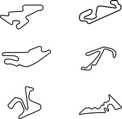f1 car racing track and moto gp track vector line icons simple set suitable for any purpose. Web design, mobile app.