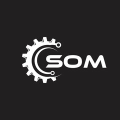 SOM letter technology logo design on black background. SOM creative initials letter IT logo concept. SOM setting shape design.
