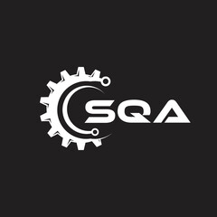 SQA letter technology logo design on black background. SQA creative initials letter IT logo concept. SQA setting shape design.

