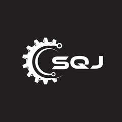 SQJ letter technology logo design on black background. SQJ creative initials letter IT logo concept. SQJ setting shape design.
