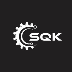 SQK letter technology logo design on black background. SQK creative initials letter IT logo concept. SQK setting shape design.
