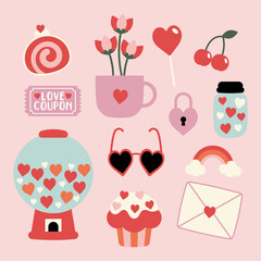 Set of Valentine;s Day Things Vector