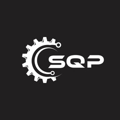 SQP letter technology logo design on black background. SQP creative initials letter IT logo concept. SQP setting shape design.
