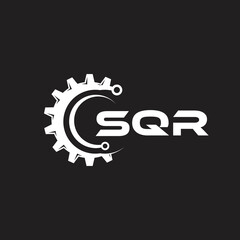 SQR letter technology logo design on black background. SQR creative initials letter IT logo concept. SQR setting shape design.
