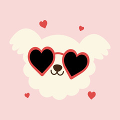 White Dog Heart Eyes Valentines Day