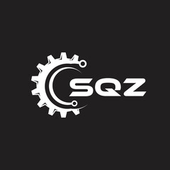 SQZ letter technology logo design on black background. SQZ creative initials letter IT logo concept. SQZ setting shape design.
