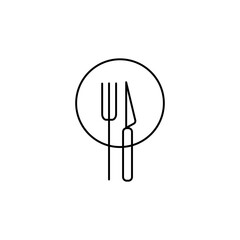 cutlery and plate icon, or logo isolated symbol vector illustration