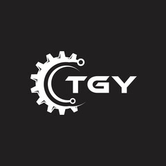 TGY letter technology logo design on black background. TGY creative initials letter IT logo concept. TGY setting shape design.
