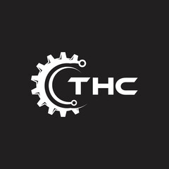 THC letter technology logo design on black background. THC creative initials letter IT logo concept. THC setting shape design.
