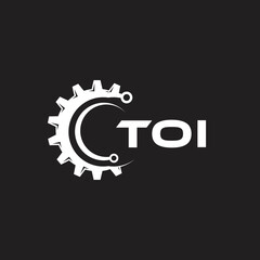 TOI letter technology logo design on black background. TOI creative initials letter IT logo concept. TOI setting shape design.

