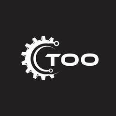 TOO letter technology logo design on black background. TOO creative initials letter IT logo concept. TOO setting shape design.

