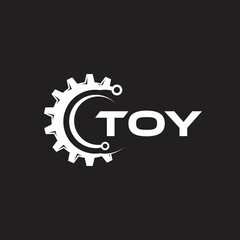 TOY letter technology logo design on black background. TOY creative initials letter IT logo concept. TOY setting shape design.

