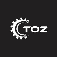 TOZ letter technology logo design on black background. TOZ creative initials letter IT logo concept. TOZ setting shape design.
