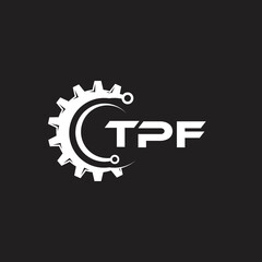 TPF letter technology logo design on black background. TPF creative initials letter IT logo concept. TPF setting shape design.
