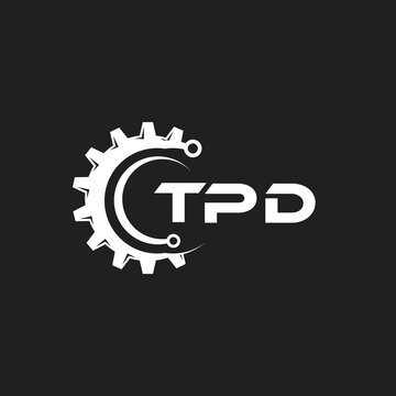 TPD letter technology logo design on black background. TPD creative initials letter IT logo concept. TPD setting shape design.
