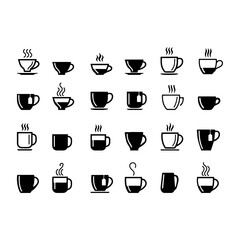 Tea and coffee cup set icon, logo isolated on white background