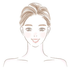 笑顔の女性のきれいめイラスト　アップヘア