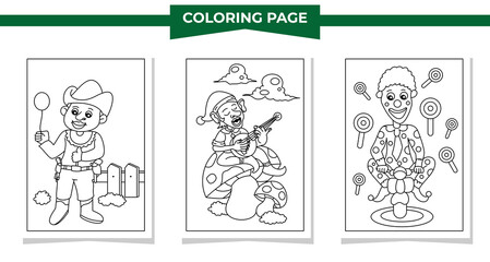 Coloring pages cartoon people vector illustration