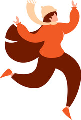 Happy Autumn Female Character - Vector Illustration