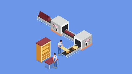 Two carpenters doing furniture production process