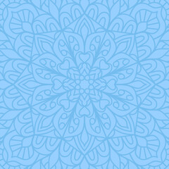 Blue square background with mandala ornament.