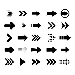 set of arrow icons, objects, direction