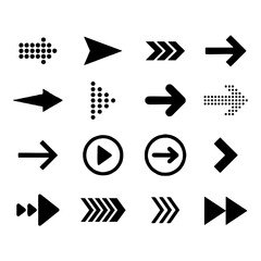 set of arrow icons, objects, direction