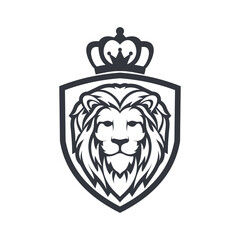 Naklejka premium king lion shield logo design transparent background