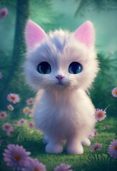 Fototapeta na wymiar Big-eyed fluffy cat kitten cute fluffy cat.