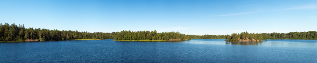 Obraz premium panorama of the forest lake