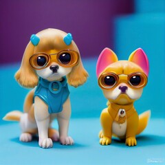 Fototapeta premium Cute dog wearing glasses 3d illustration