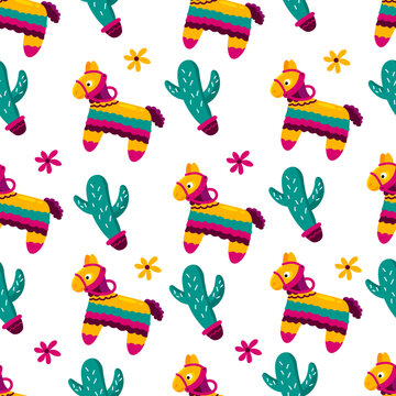 Mexico seamless pattern background vector illustration traditional elements of mexican culture