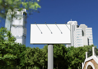 3D mockup blank billboard in downtown rendering
