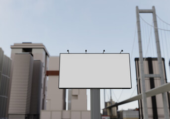 3D mockup blank billboard in downtown rendering