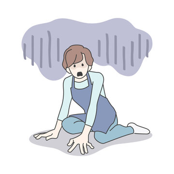 recommend clip art: 悲劇のヒロインのポーズで絶望する主婦とどんより縦線の背景